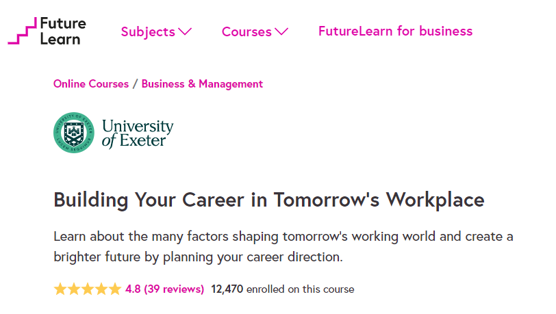 Online Courses for Career Management : Credits: Future Learn