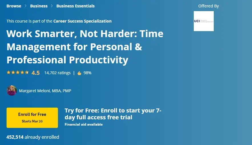 Online Courses for Productivity : Credits: Coursera