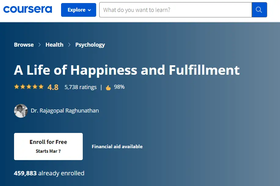 Online Courses for Happiness :Credits: Coursera