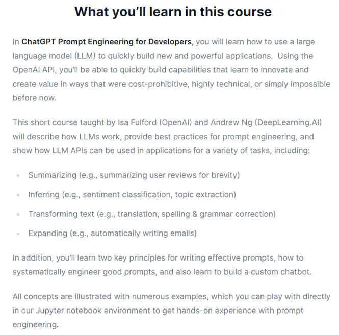 AI Prompts Courses : Credits: DeepLearning.AI