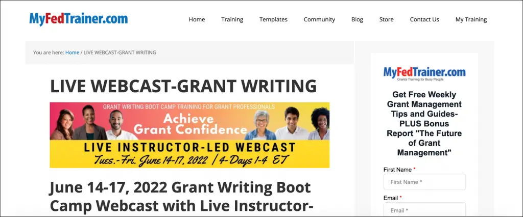Grant Writing Courses : Credits: MyFedTrainer