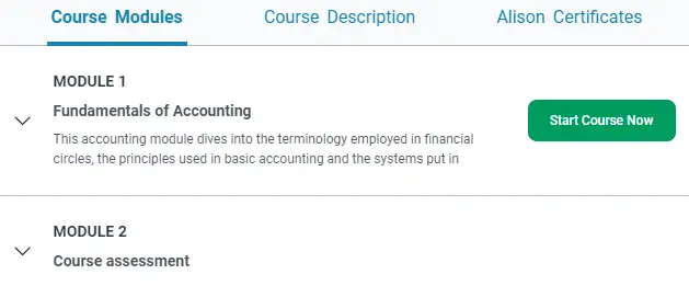 Online Accounting Courses : Credits: Alison