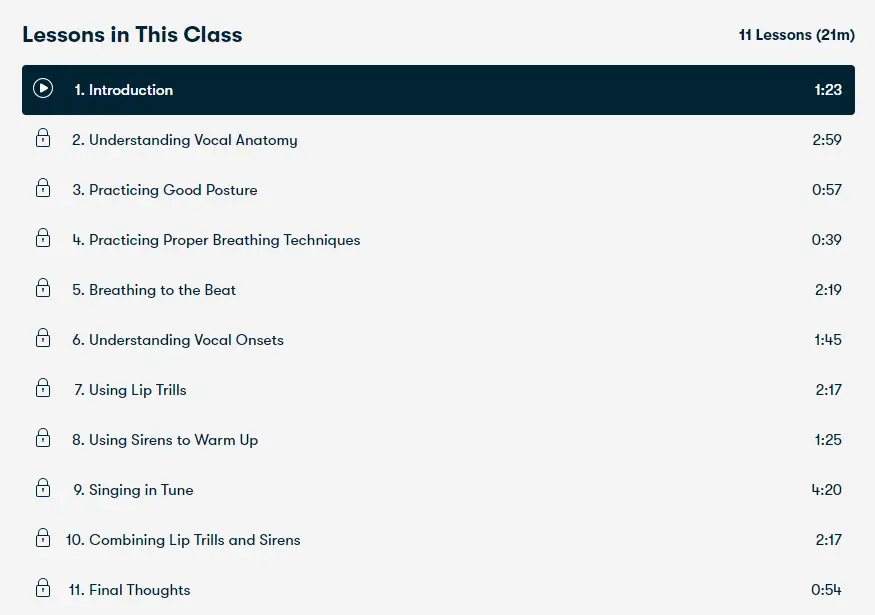 Singing Courses : Credits: Skillshare