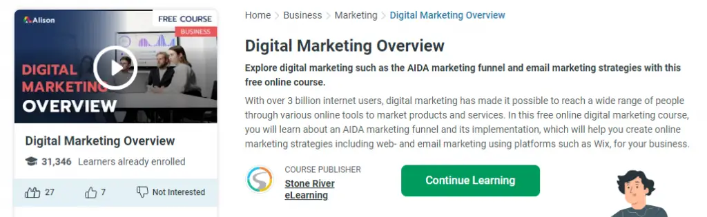 Online Courses for Digital Marketing : Credits: Alison