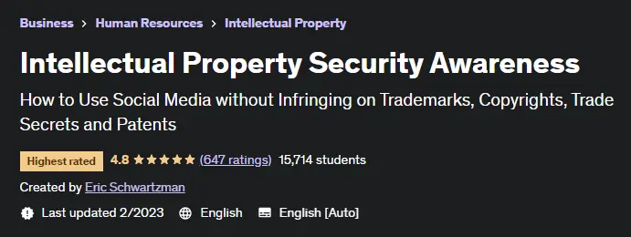 Online Courses for Intellectual Property : Credits: Udemy