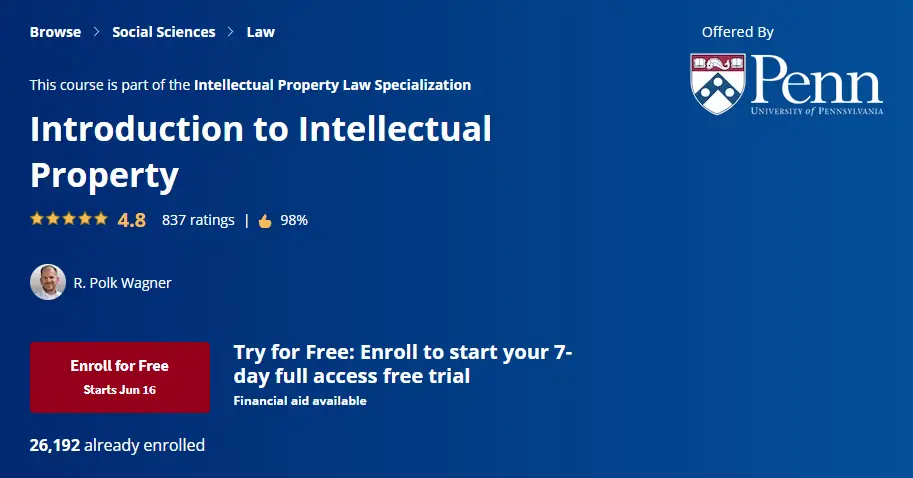 Online Courses for Intellectual Property : Credits: Coursera