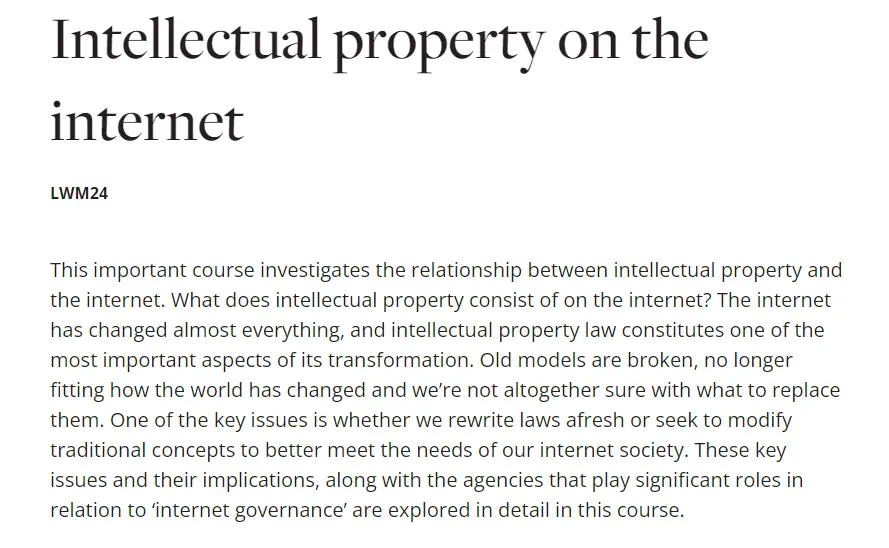 Online Courses for Intellectual Property : Credits: University of London