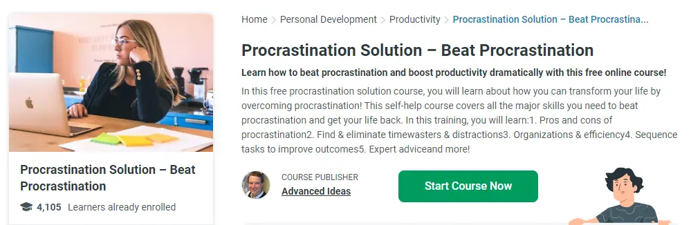 Online Courses for Procrasination : Credits: Alison