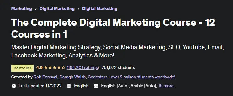 Online Courses for Digital Marketing : Credits: Udemy