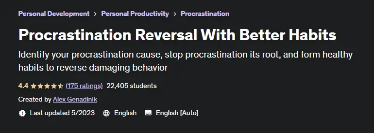 Online Courses for Procrasination : Credits: Udemy