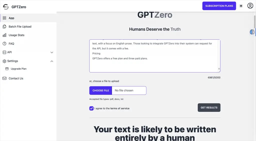 Best AI Detection Tools : Credits: GPTZero