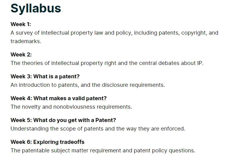 Online Courses for Intellectual Property : Credits: edX