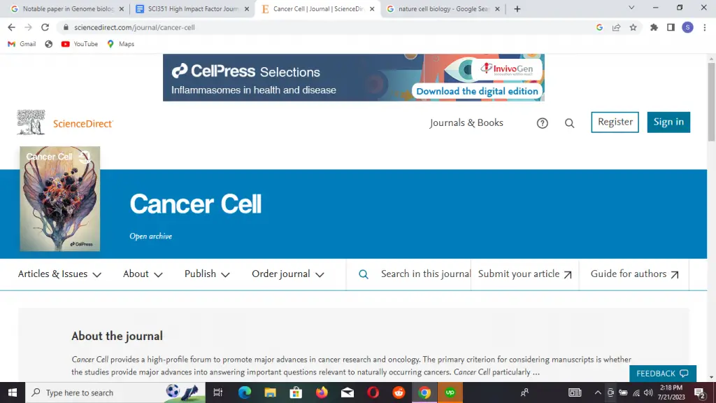 20 High Impact Factor Journals In Cell Biology 2025