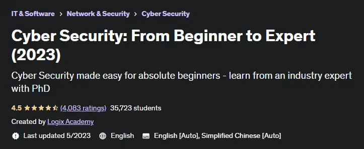 Online Courses for Cybersecurity : Credits: Udemy