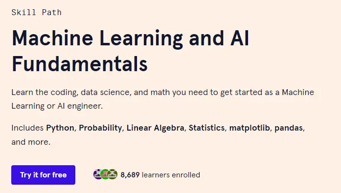 Online Courses for Artificial Intelligence : Credits: Codecademy