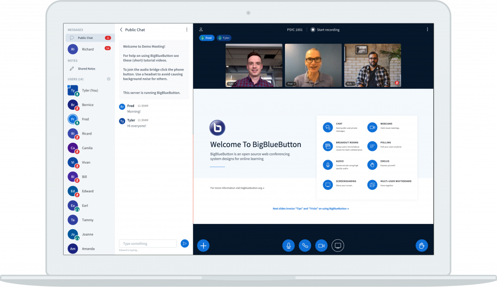 Credits: BigBlueButton, Best Video Conferencing Tools for Remote Collaboration in Academia