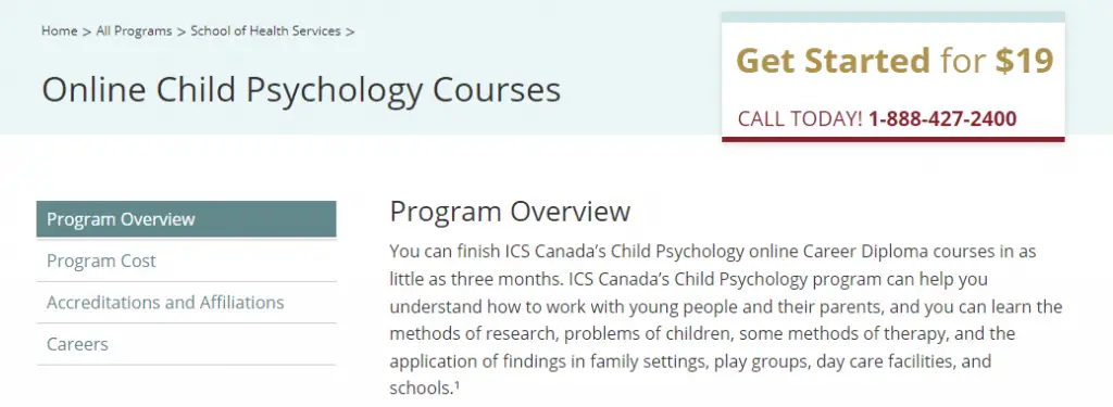 Online Courses for Child Psychology : Credits: ICS Canada