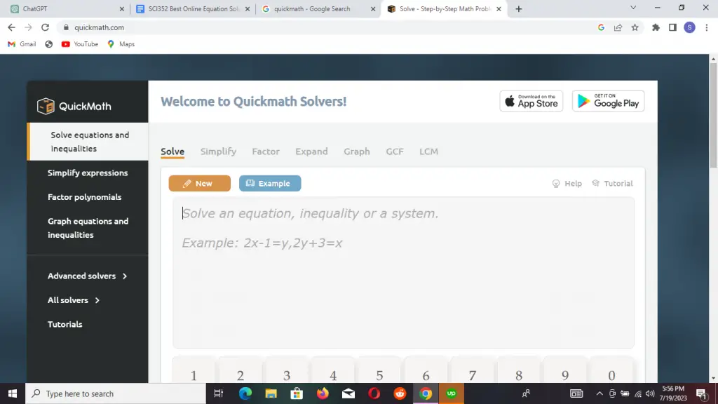 Credits: QuickMath, Best Online Equation Solvers,