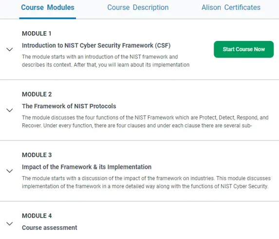 Online Courses for Cybersecurity : Credits: Alison