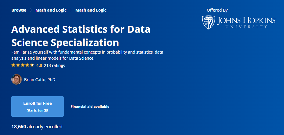 Online Courses for Statistics : Credits: Coursera