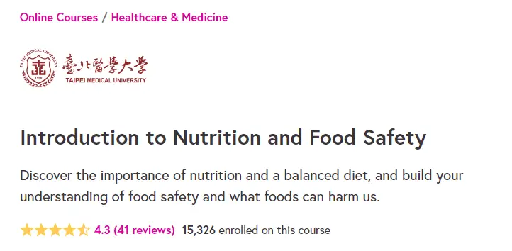 Online Courses for Nutrition : Credits: FutureLearn