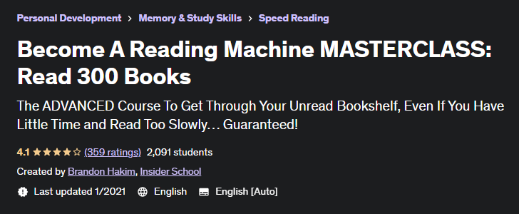 Online Courses for Speed Reading : Credits: Udemy
