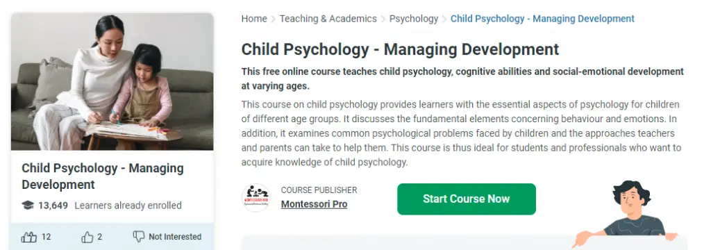 Online Courses for Child Psychology : Credits: Alison