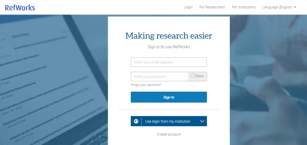 Credits: RefWorks, Best Reference and Citation Management Tools for Researchers