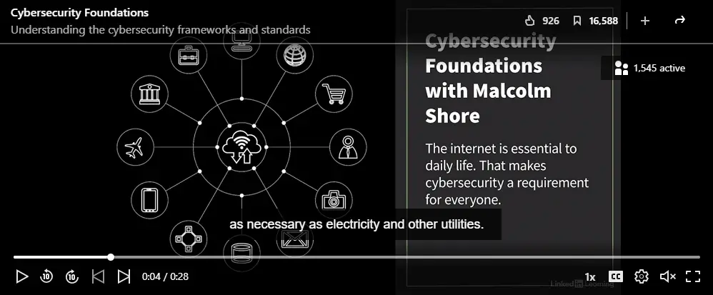 Online Courses for Cybersecurity : Credits: LinkedIn Learning