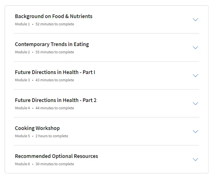 Online Courses for Nutrition : Credits: Coursera