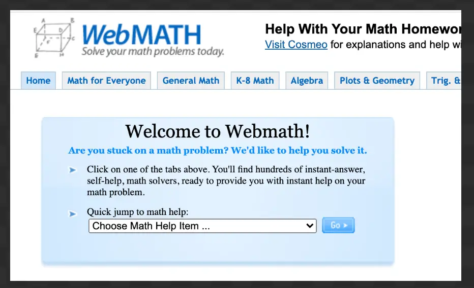 Credits: WebMath, Best Online Equation Solvers,