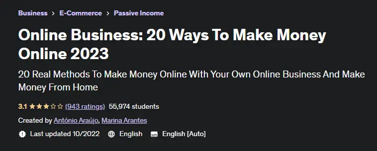 Online Courses for Online Income : Credits: Udemy