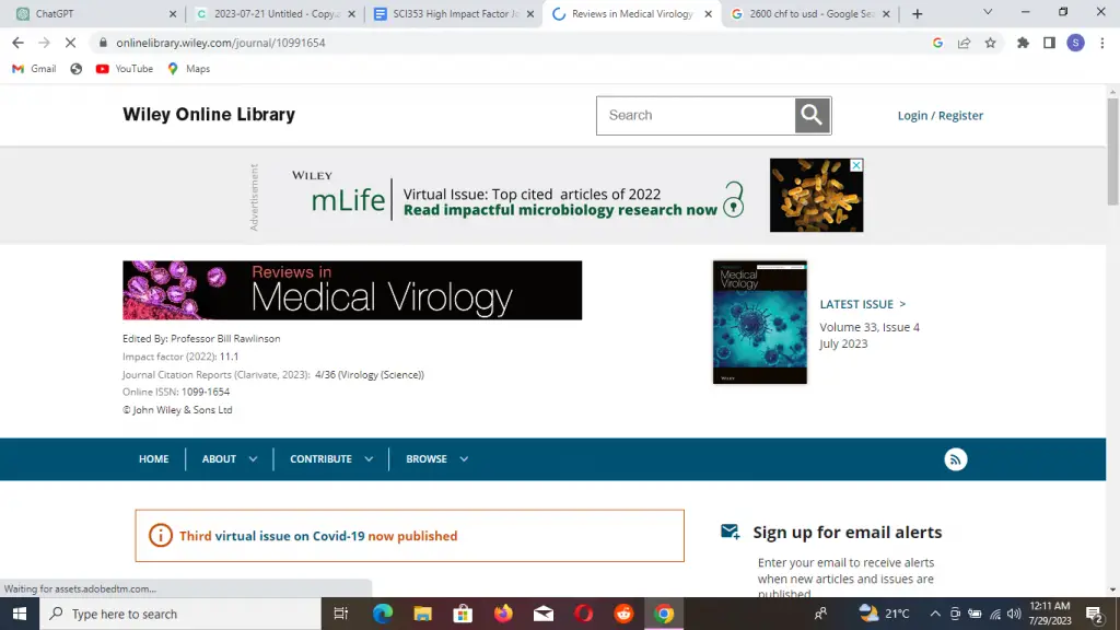 Credits: Wiley Online Library, High Impact Factor Journals in Virology,
