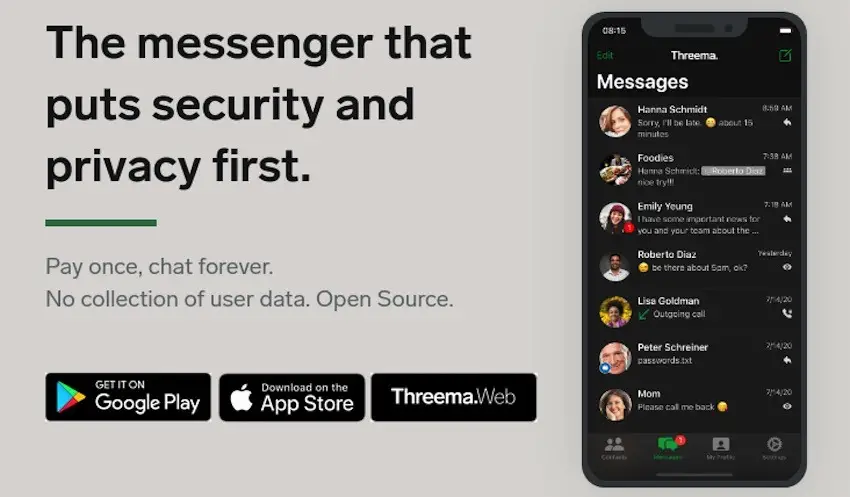 Credits: Threema, Best Secure Messaging Apps for Academics,